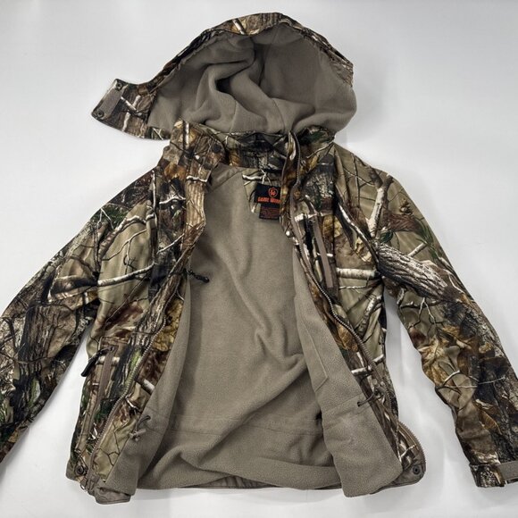 Game Winner Camo Hooded Jacket Womens Large Hunting Fleece Lined Full Zip Coat - Picture 2 of 13